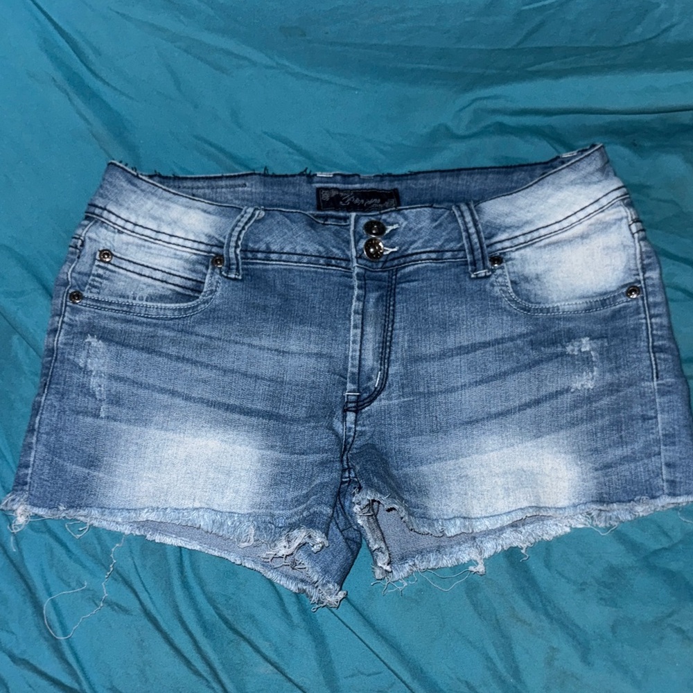 Classic Blue Distressed Jean Shorts